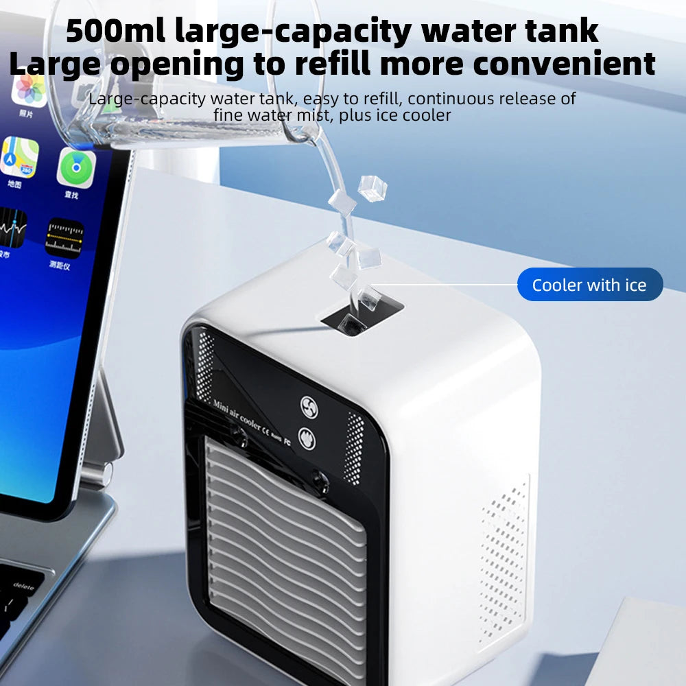 Rechargeable Portable Mini Water Air Cooler Fan.